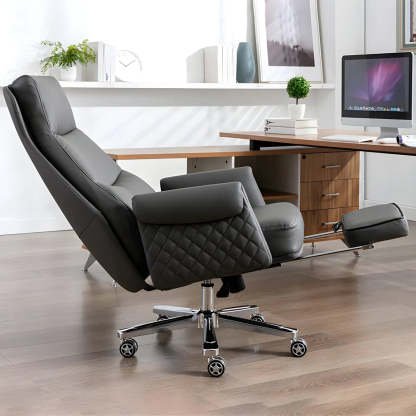 Modern Ergonomic Leather Office Chair with Wheels — 6 Piece Set / Black / Faux Leather