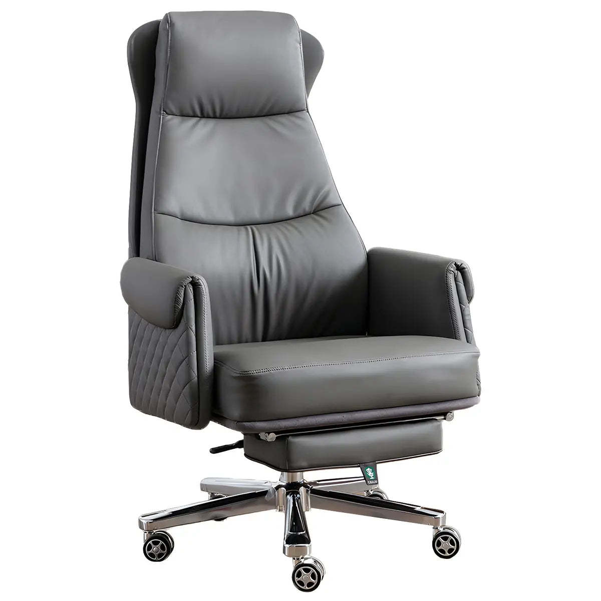 Modern Ergonomic Leather Office Chair with Wheels — 6 Piece Set / Black / Genuine Leather