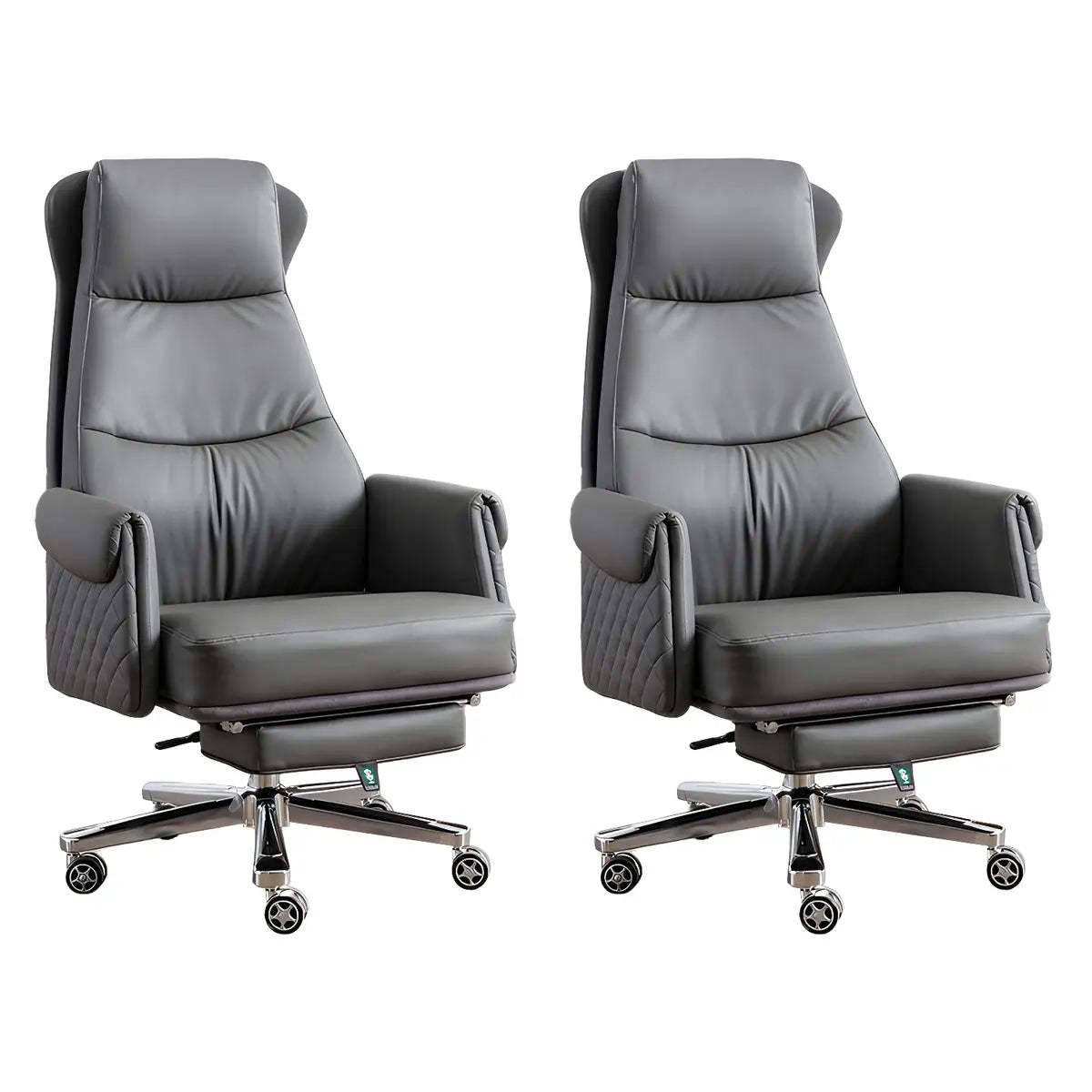 Modern Ergonomic Leather Office Chair with Wheels — 6 Piece Set / Grey / Faux Leather