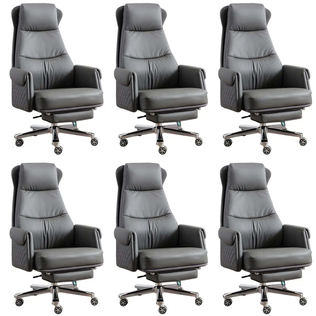 Modern Ergonomic Leather Office Chair with Wheels — 6 Piece Set / Khaki / Faux Leather