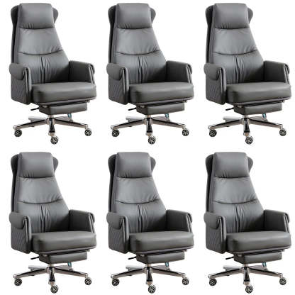 Modern Ergonomic Leather Office Chair with Wheels — 6 Piece Set / Khaki / Faux Leather