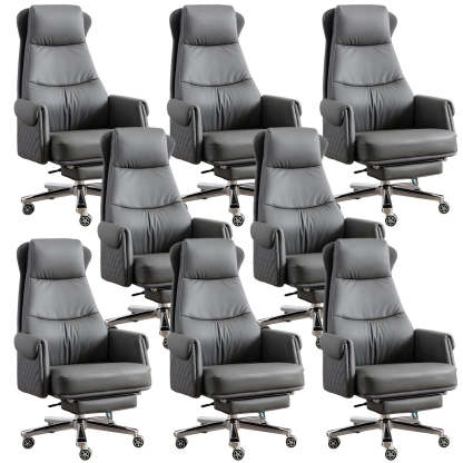 Modern Ergonomic Leather Office Chair with Wheels — 6 Piece Set / Khaki / Genuine Leather