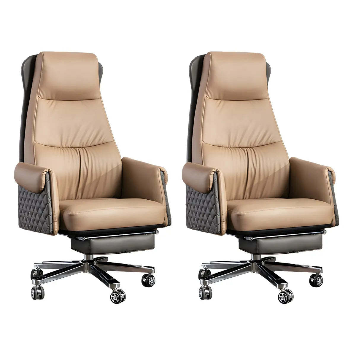 Modern Ergonomic Leather Office Chair with Wheels — 1 Piece / Black / Genuine Leather