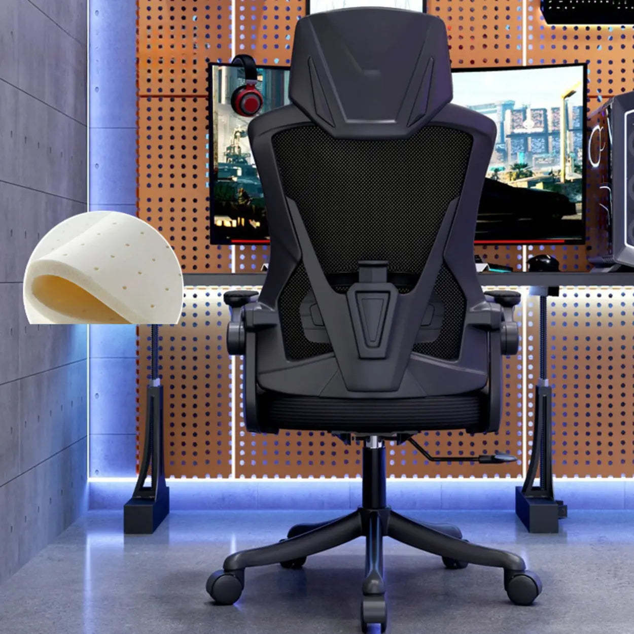 Modern Ergonomic Mesh Office Chair with Adjustable Arms — Latex / White / Tilt Unavailable