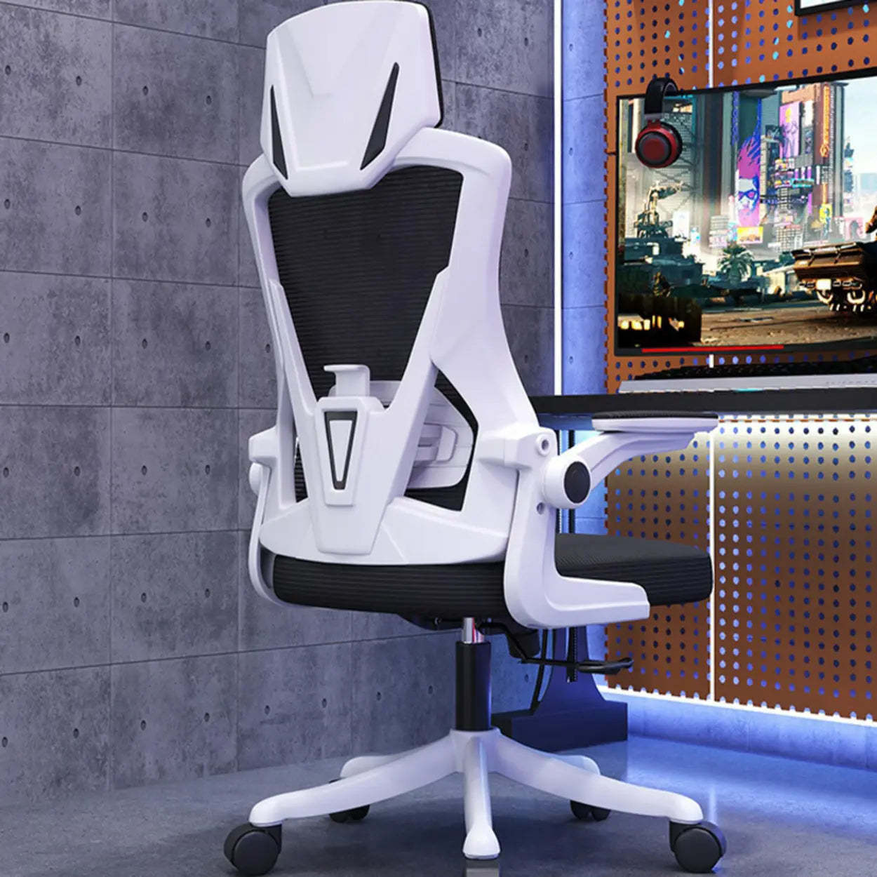 Modern Ergonomic Mesh Office Chair with Adjustable Arms — Sponge / Black / Tilt Available