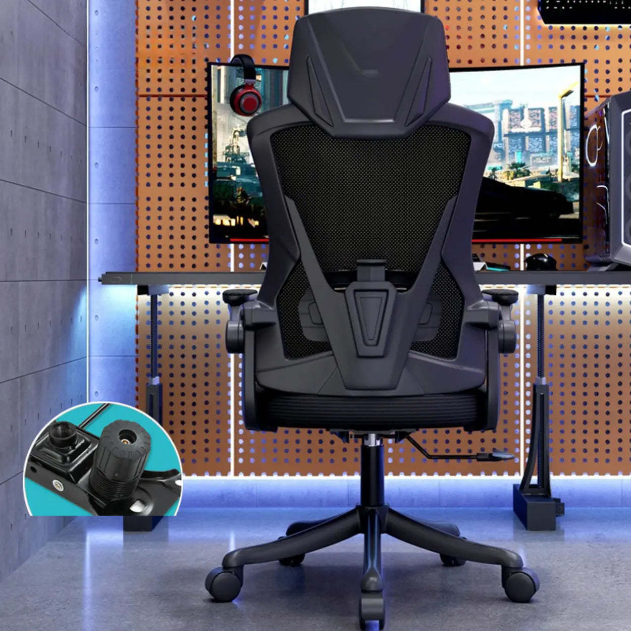 Modern Ergonomic Mesh Office Chair with Adjustable Arms — Sponge / Black / Tilt Unavailable