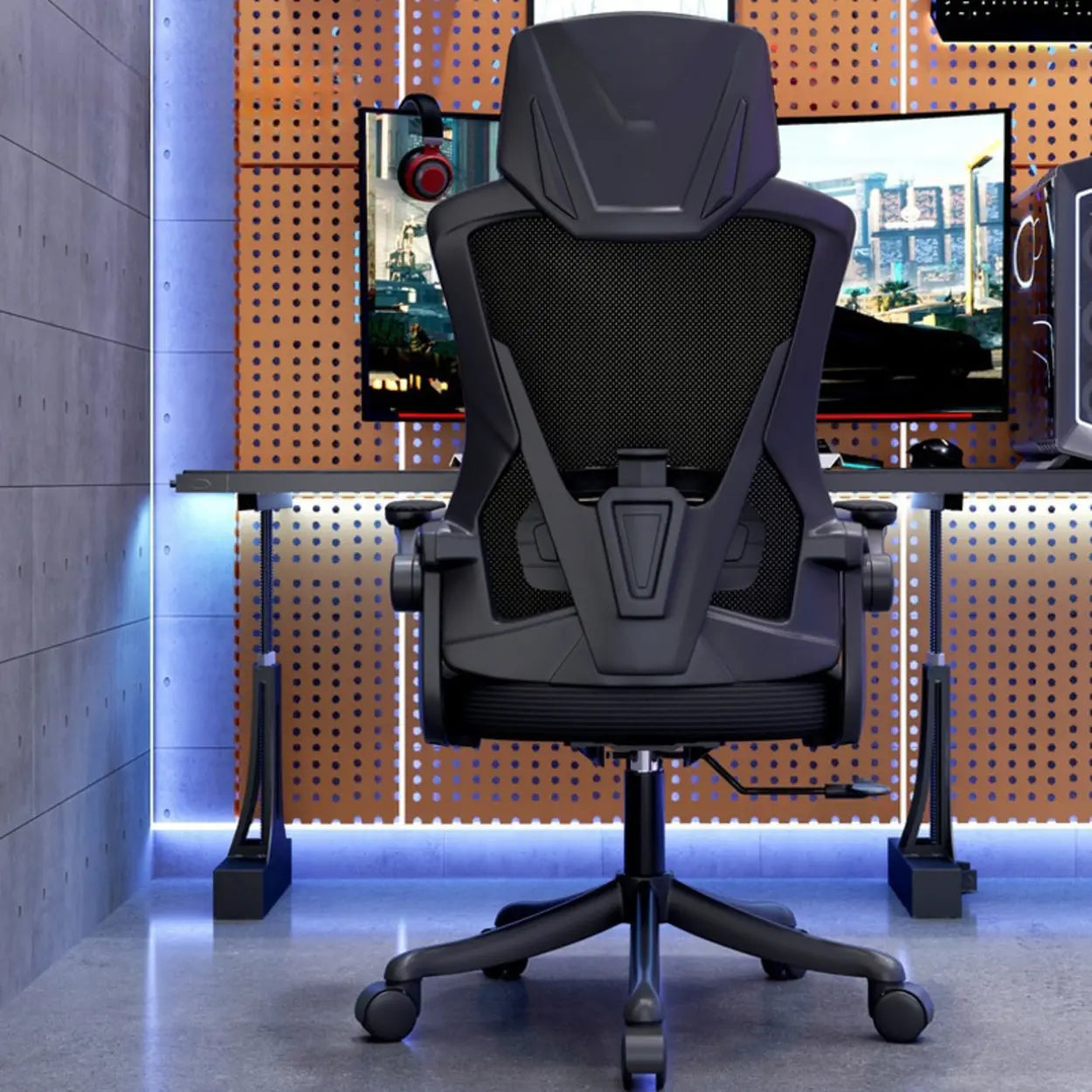 Modern Ergonomic Mesh Office Chair with Adjustable Arms — Sponge / White / Tilt Unavailable