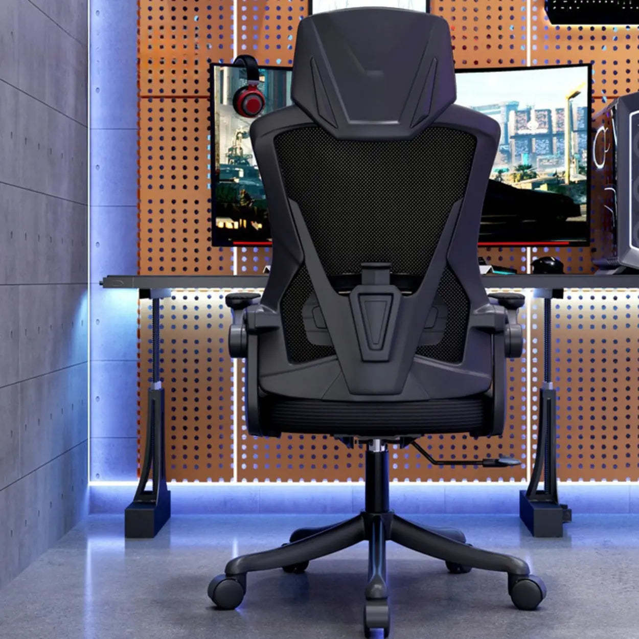 Modern Ergonomic Mesh Office Chair with Adjustable Arms — Sponge / White / Tilt Unavailable