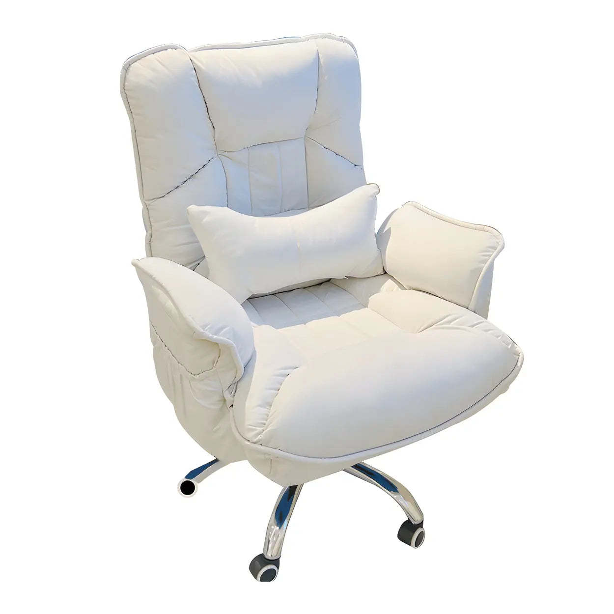Modern Ergonomic Ivory Recliner Office Chair — Pink / 8 Piece Set / Without Footrest