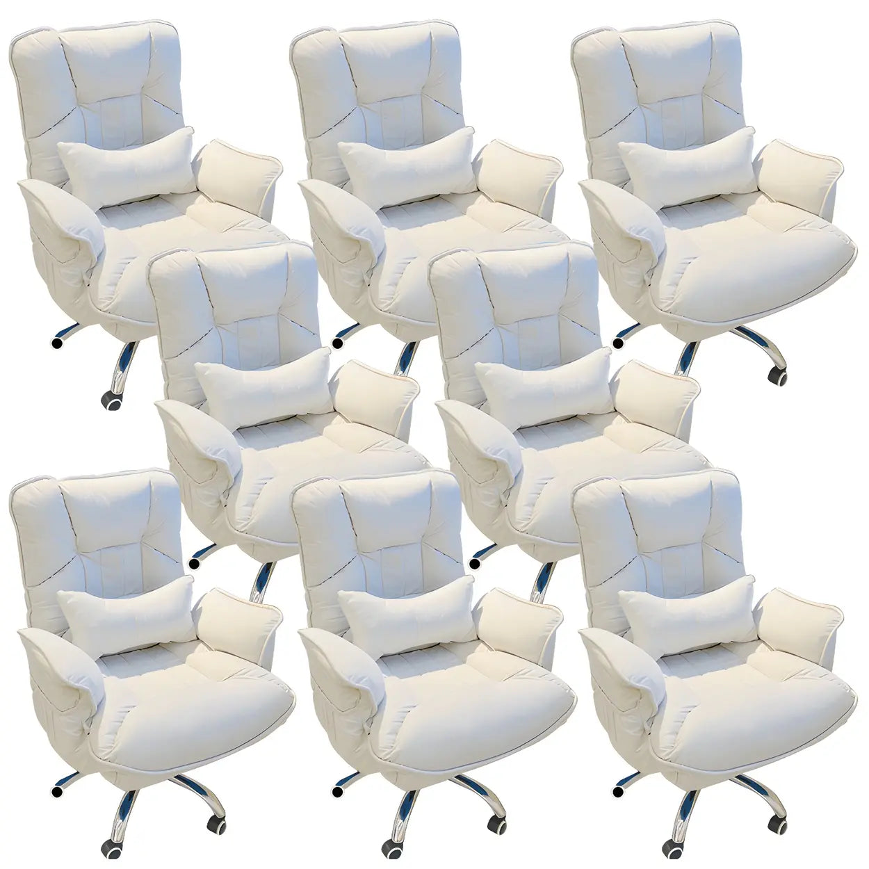 Modern Ergonomic Ivory Recliner Office Chair — Grey / 2 Piece Set / Without Footrest