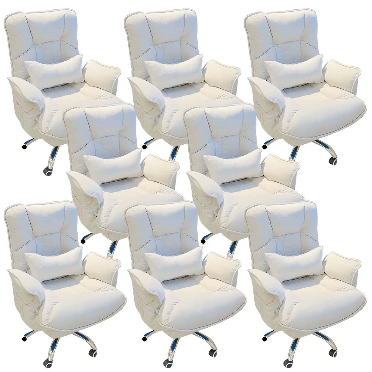 Modern Ergonomic Ivory Recliner Office Chair — Grey / 2 Piece Set / Without Footrest