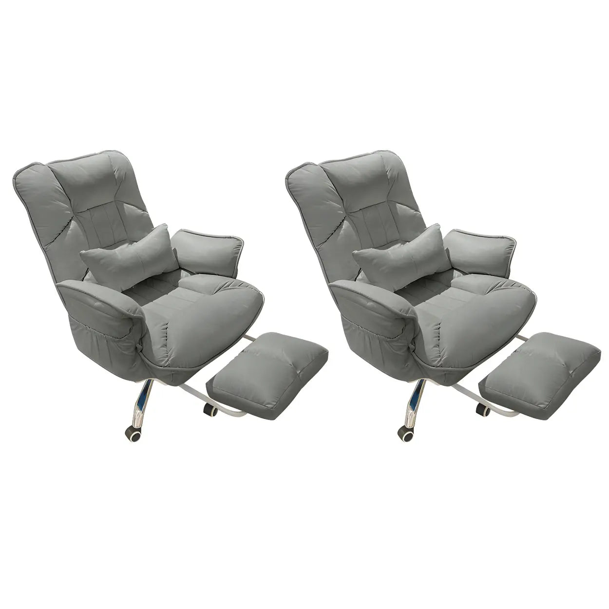 Modern Ergonomic Ivory Recliner Office Chair — Grey / 4 Piece Set / Without Footrest