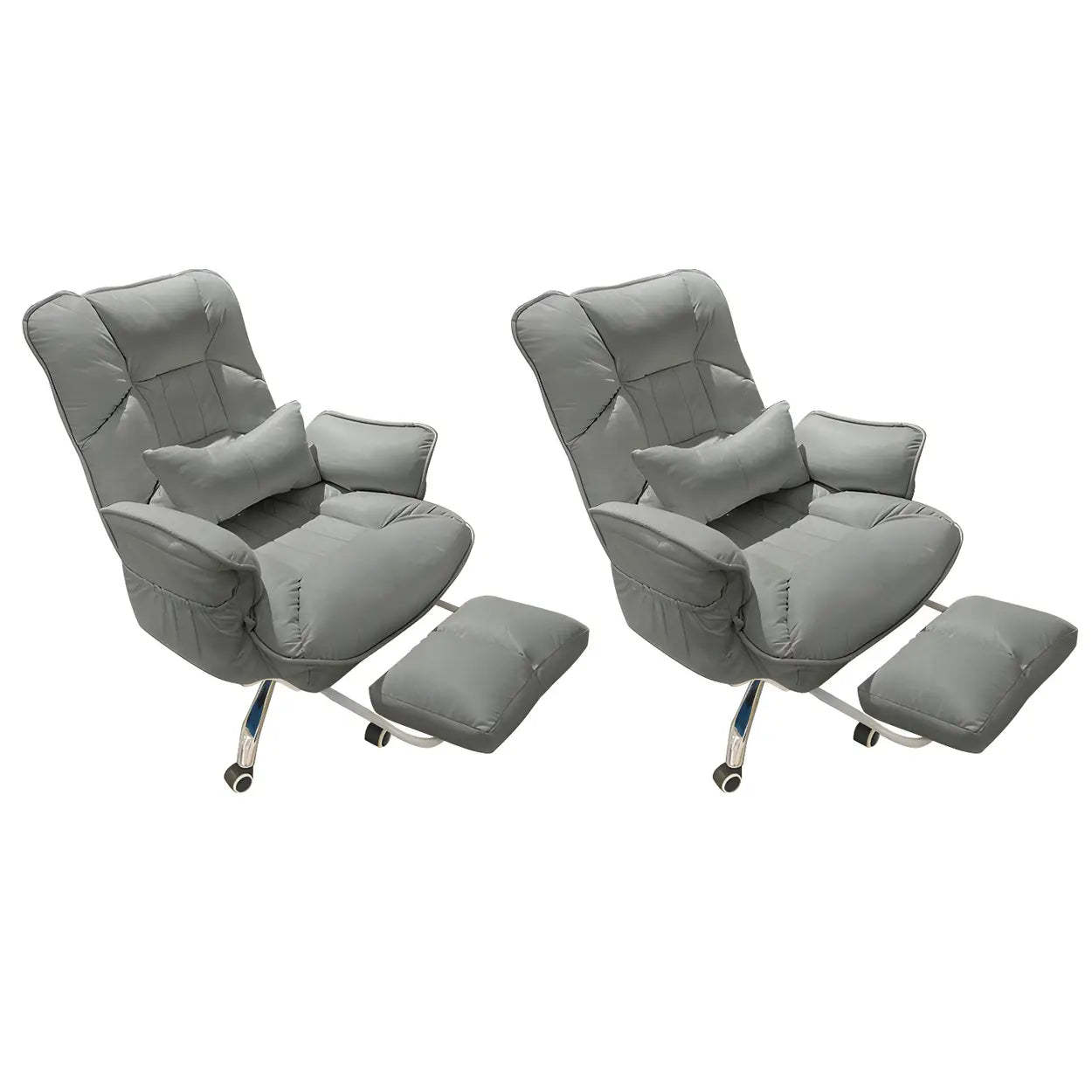 Modern Ergonomic Ivory Recliner Office Chair — Grey / 4 Piece Set / Without Footrest