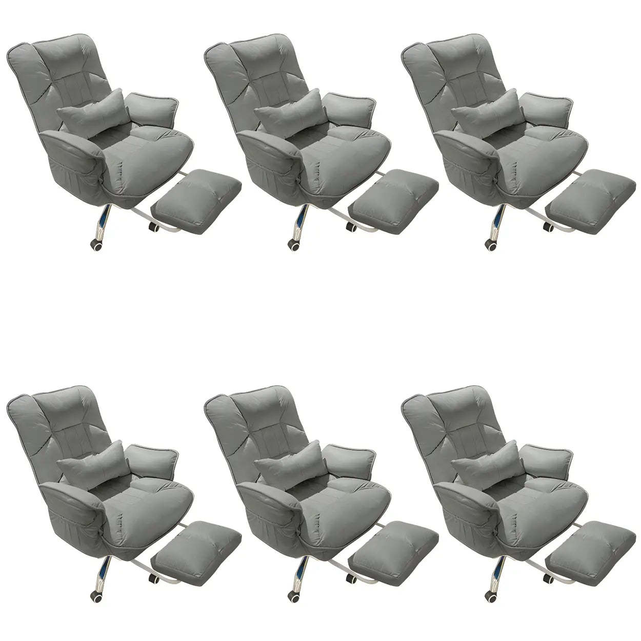 Modern Ergonomic Ivory Recliner Office Chair — Grey / 6 Piece Set / Without Footrest