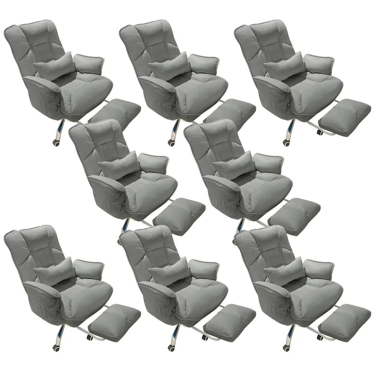 Modern Ergonomic Ivory Recliner Office Chair — Grey / 8 Piece Set / With Footrest