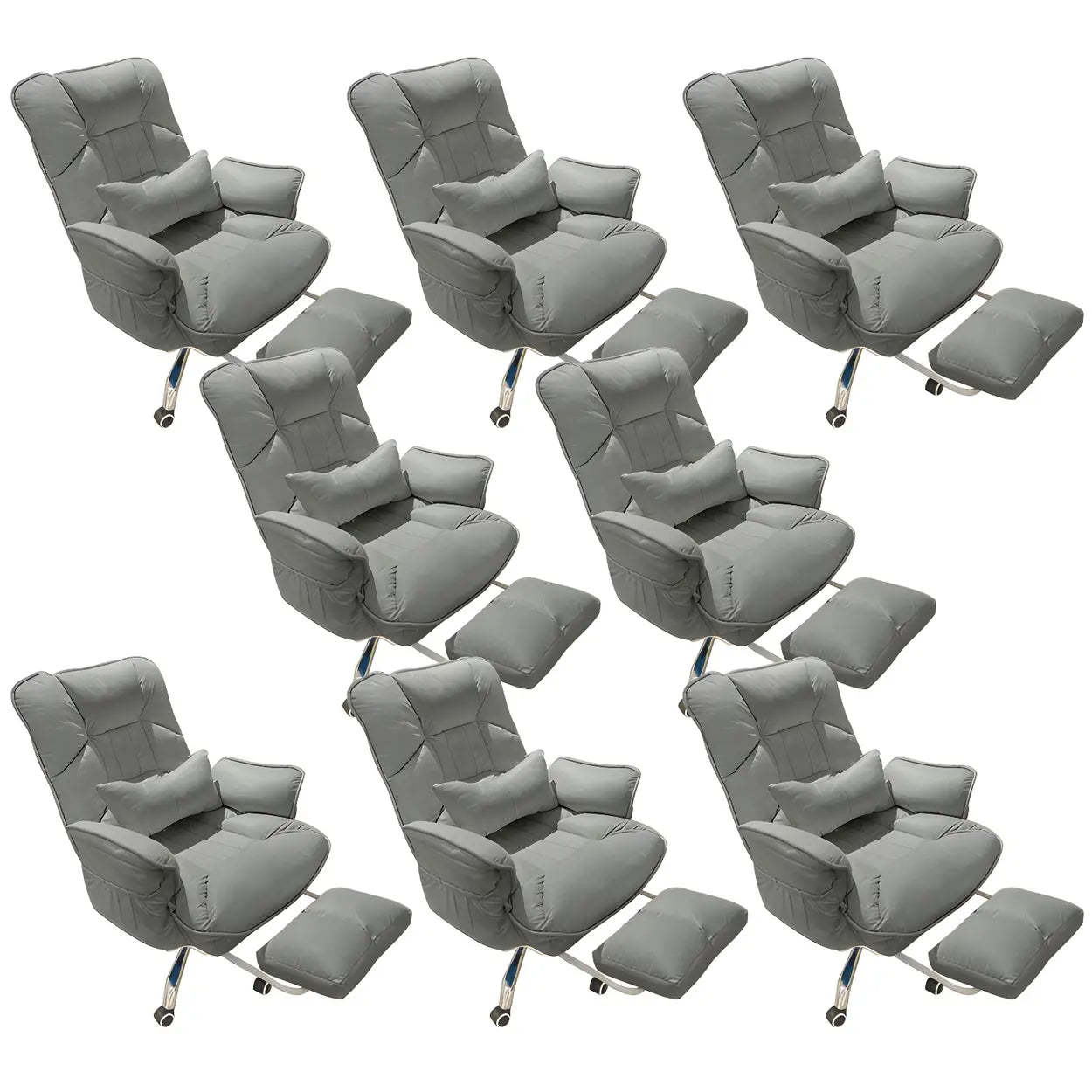 Modern Ergonomic Ivory Recliner Office Chair — Grey / 8 Piece Set / With Footrest