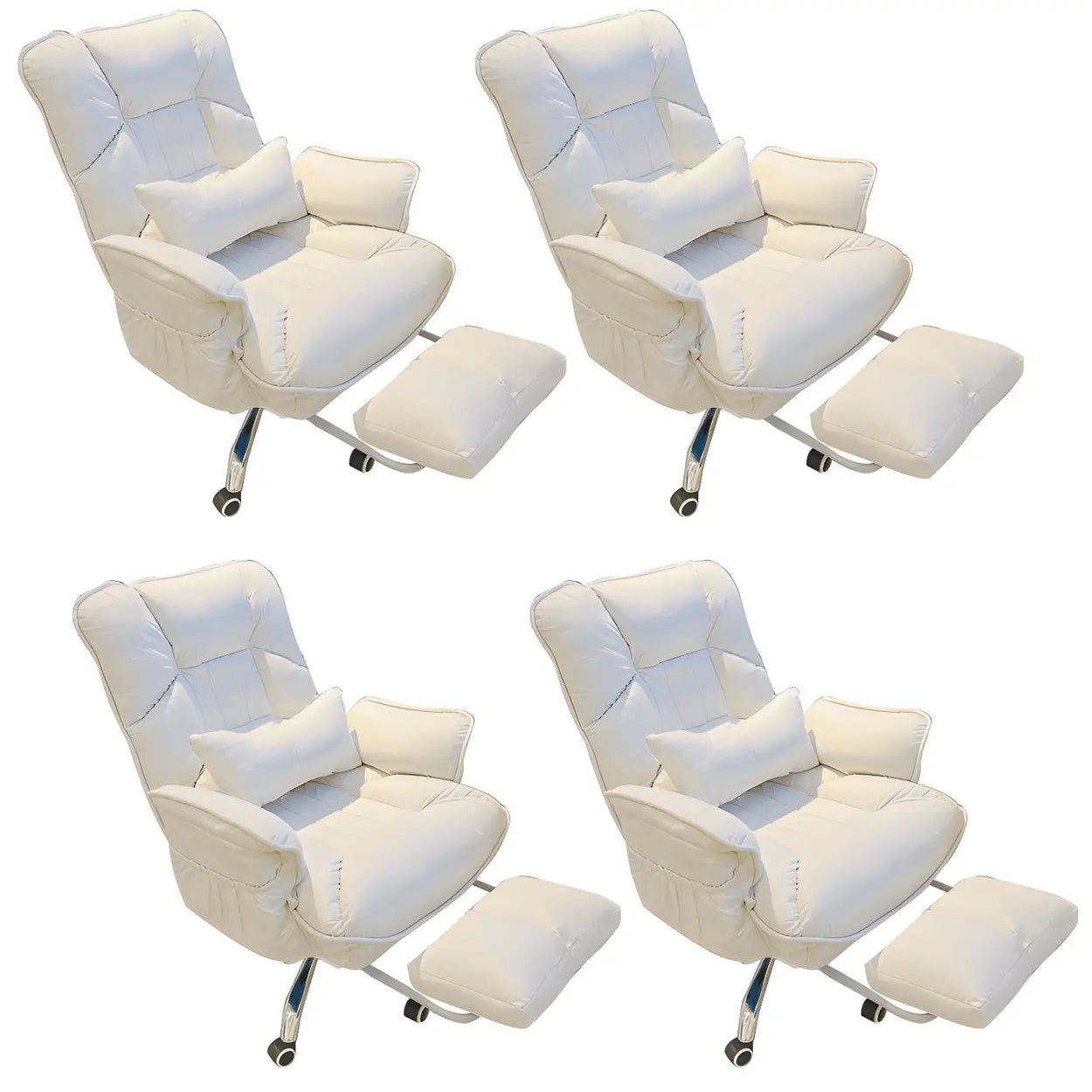 Modern Ergonomic Ivory Recliner Office Chair