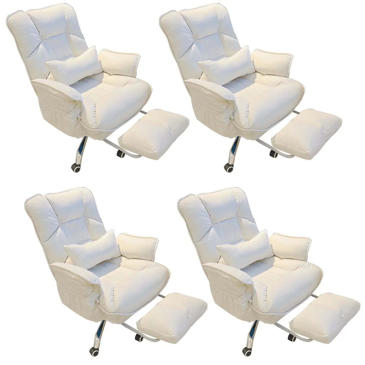 Modern Ergonomic Ivory Recliner Office Chair