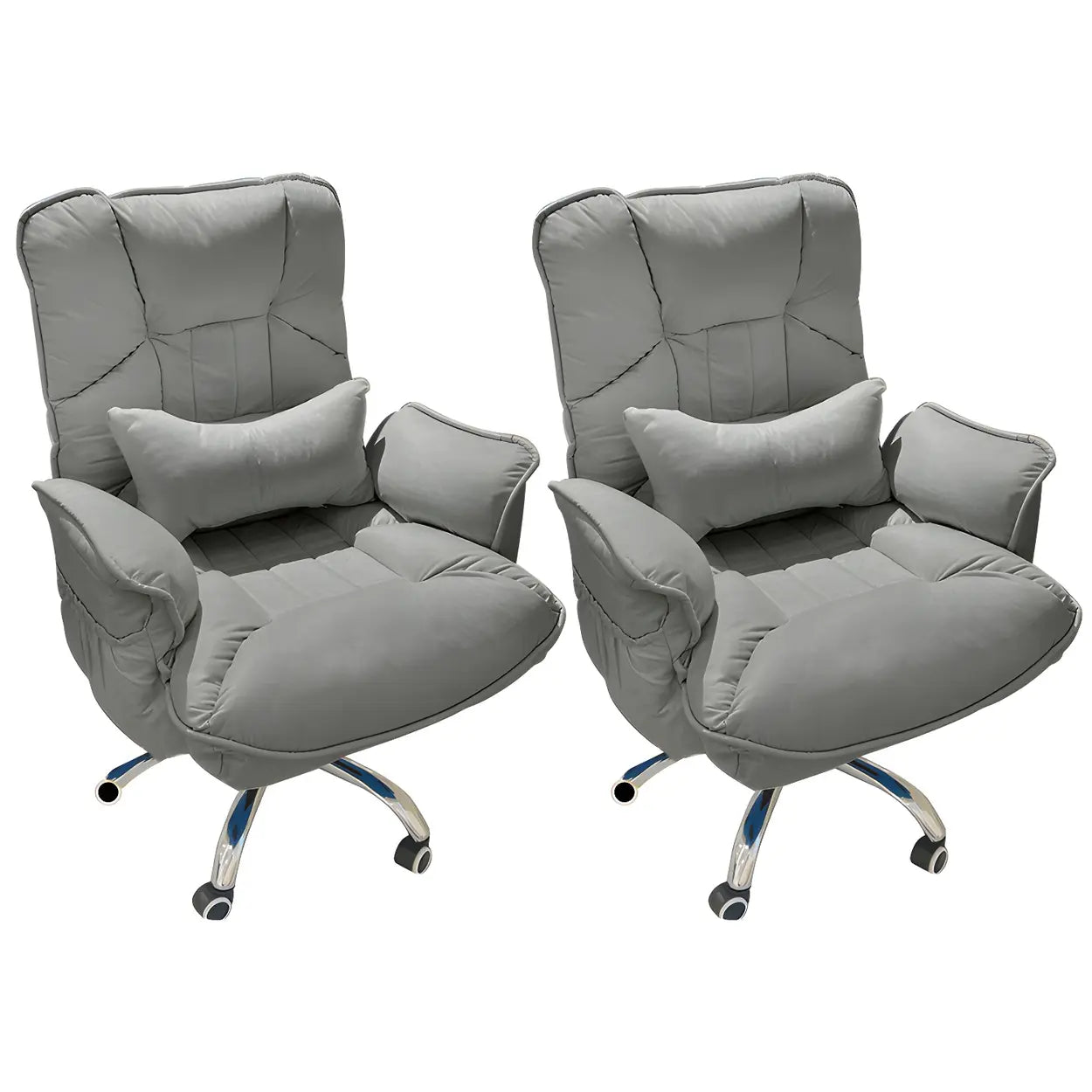Modern Ergonomic Ivory Recliner Office Chair — Off-White / 2 Piece Set / Without Footrest