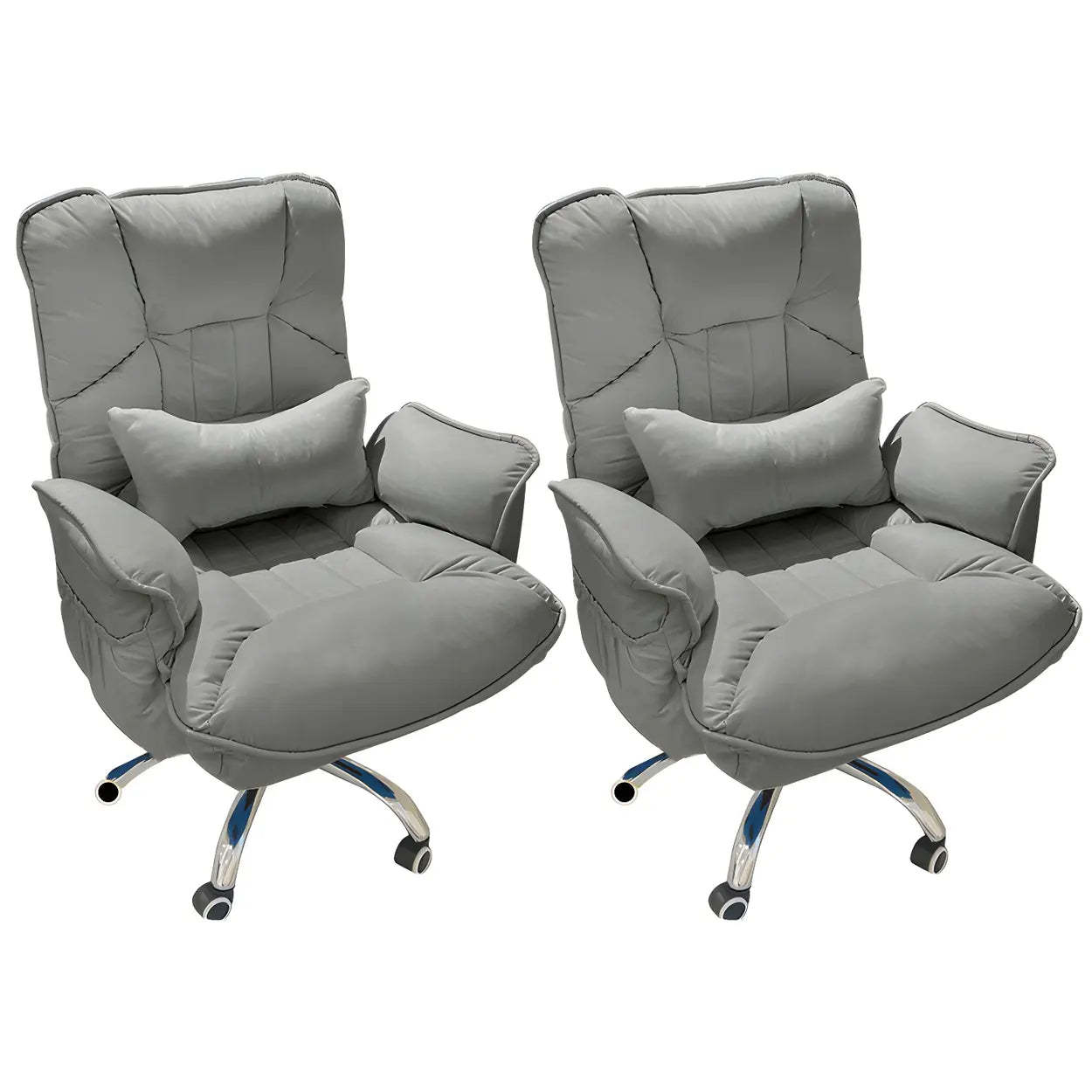 Modern Ergonomic Ivory Recliner Office Chair — Off-White / 2 Piece Set / Without Footrest