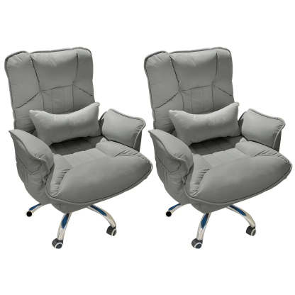 Modern Ergonomic Ivory Recliner Office Chair — Off-White / 2 Piece Set / Without Footrest