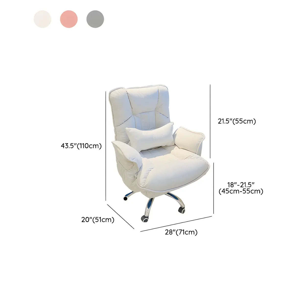 Modern Ergonomic Ivory Recliner Office Chair