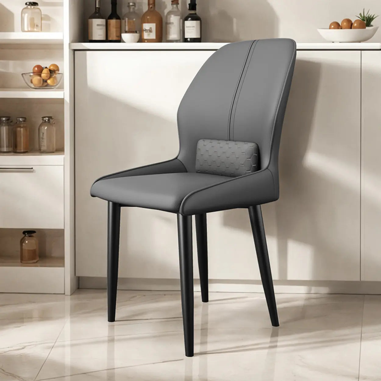 Modern Ergonomic Dining Chair with Lumbar Support — White-Gray