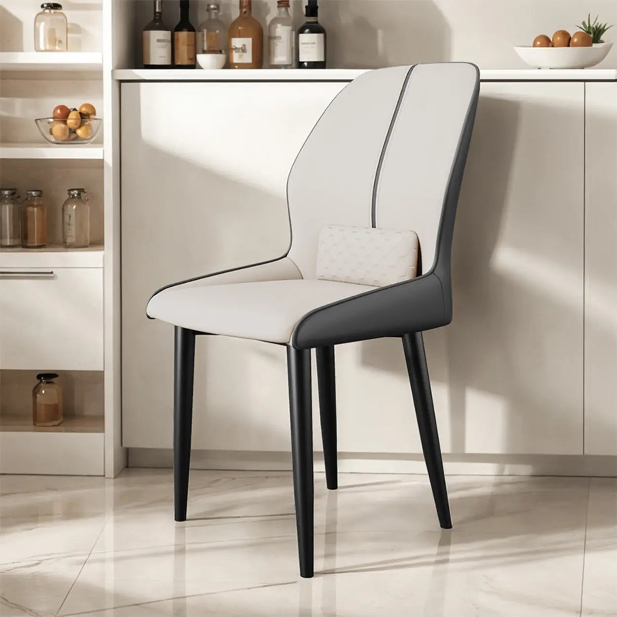 Modern Ergonomic Dining Chair with Lumbar Support — Orange/ Brown