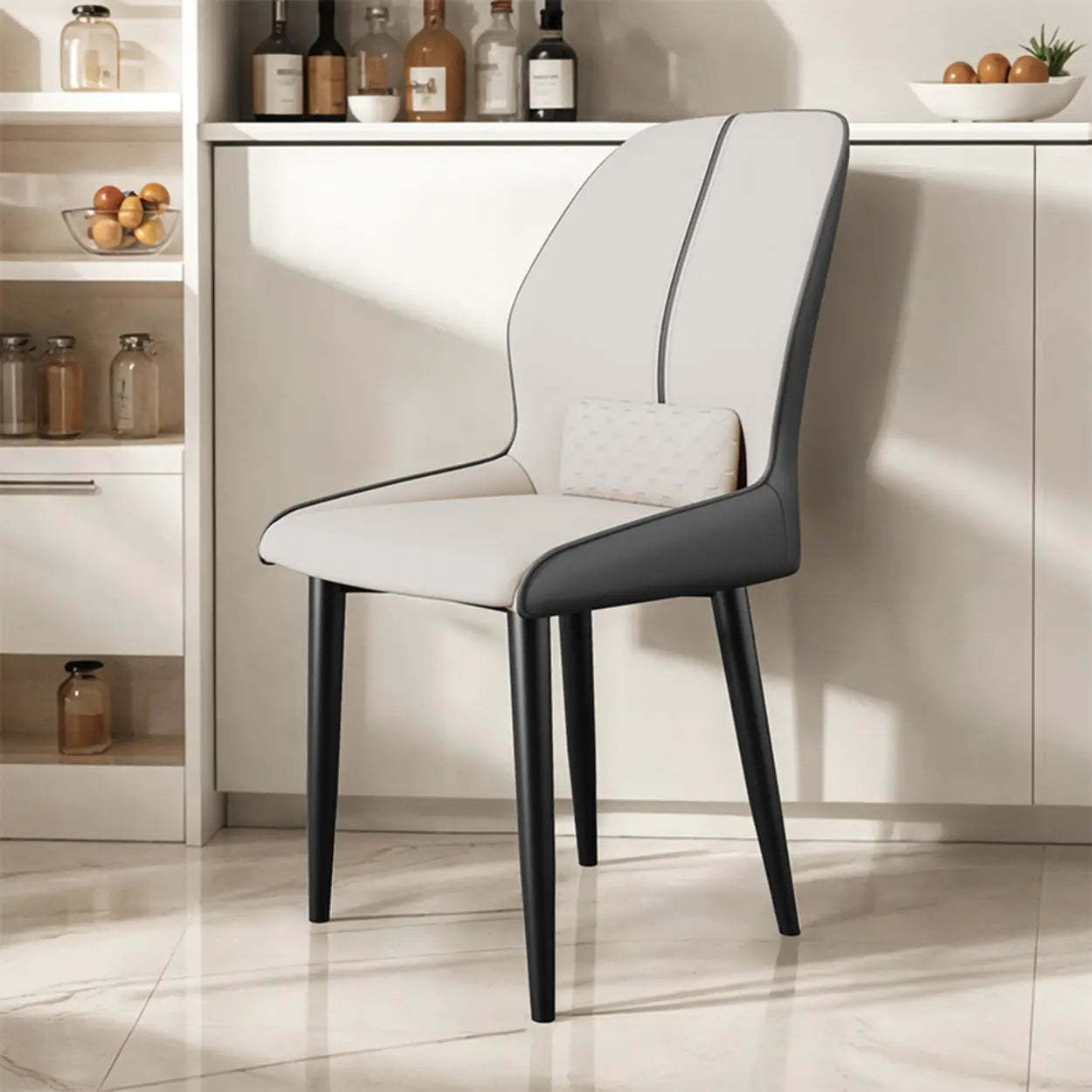 Modern Ergonomic Dining Chair with Lumbar Support — Orange/ Brown