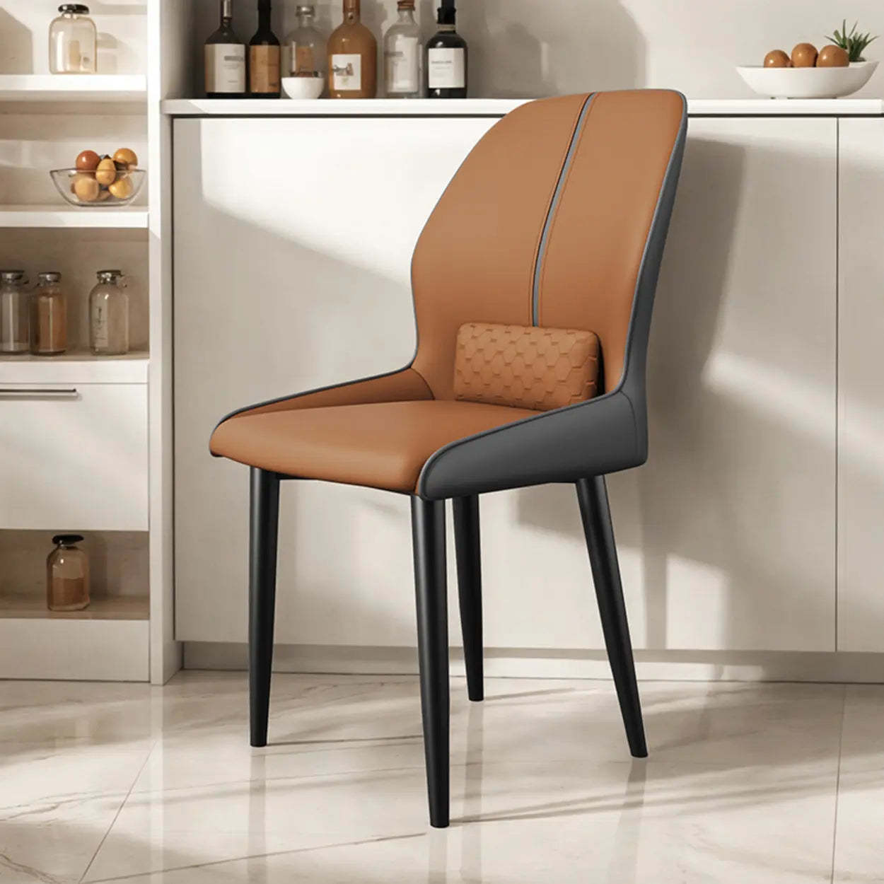 Ergonomic Upholstered Dining Chair with Lumbar Support