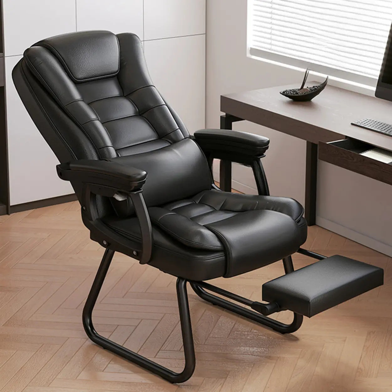 Modern Executive Leather Recliner Office Chair with Footrest