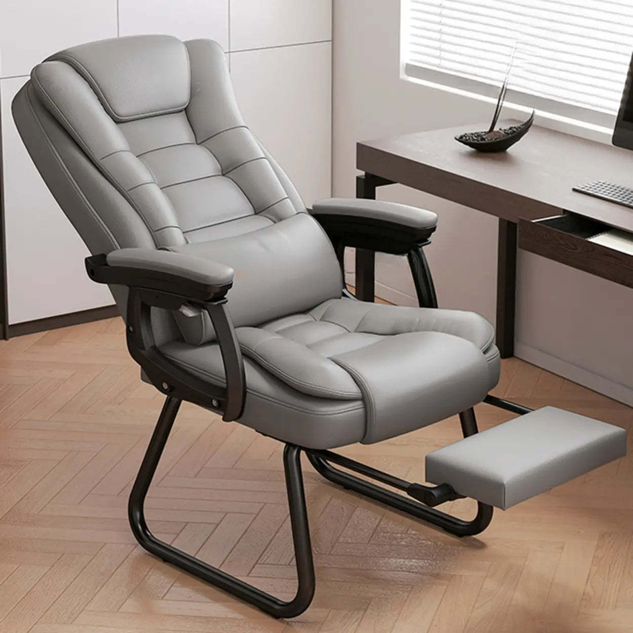 Modern Executive Leather Recliner Office Chair with Footrest