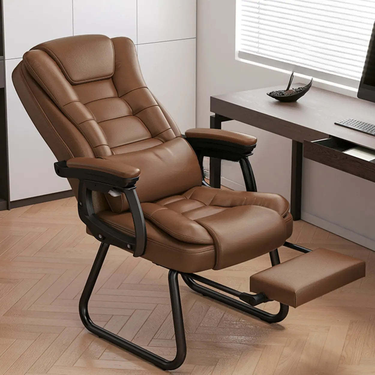 Modern Executive Leather Recliner Office Chair with Footrest