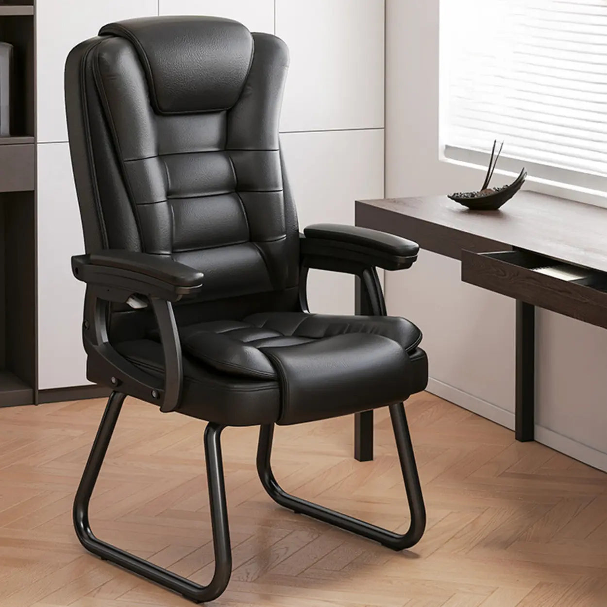 Modern Executive Leather Recliner Office Chair with Footrest — Footrest / Gray