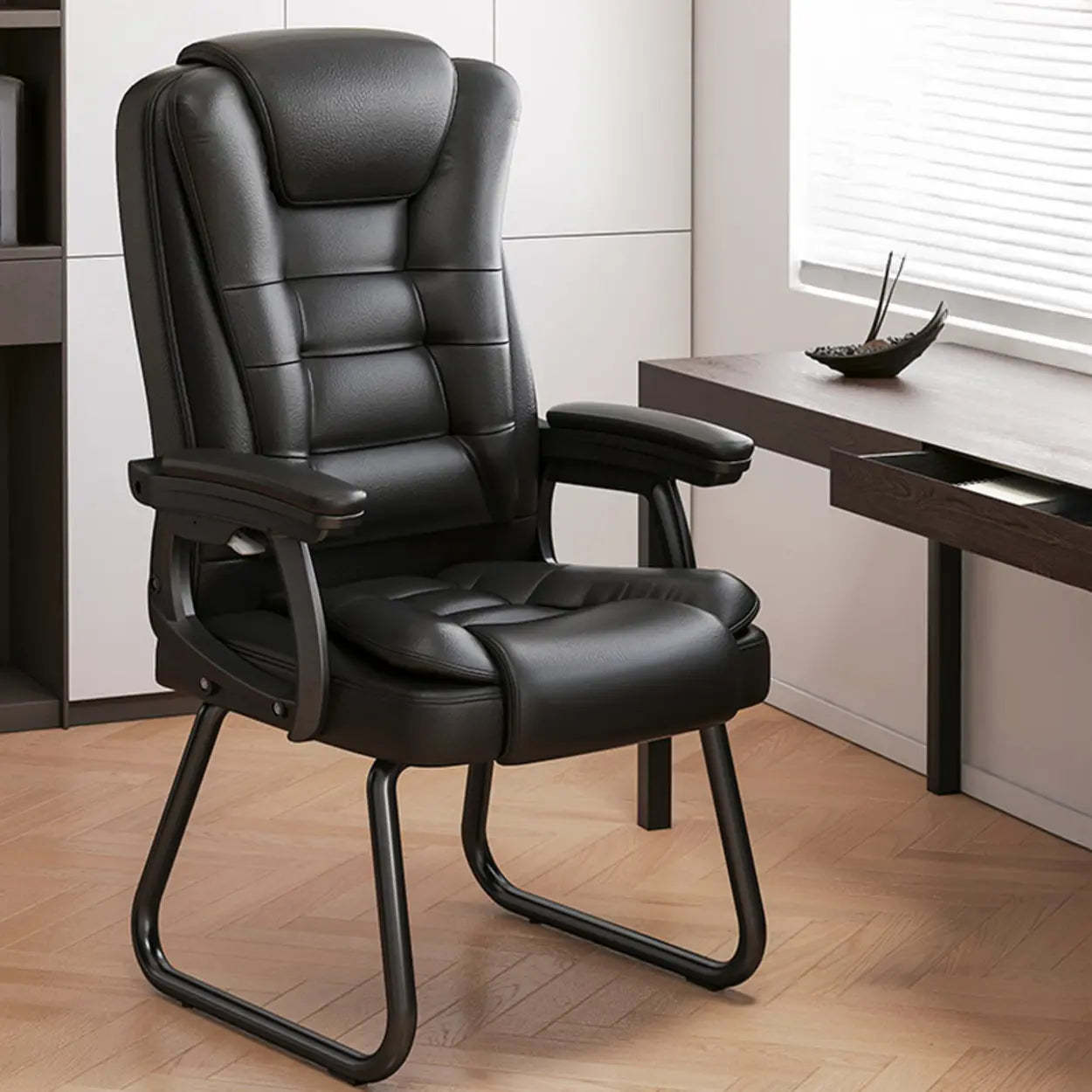 Modern Executive Leather Recliner Office Chair with Footrest — Footrest / Gray
