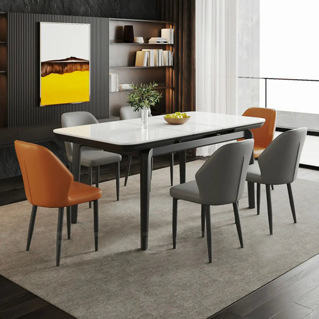 Extendable Stone Rectangular Dining Table