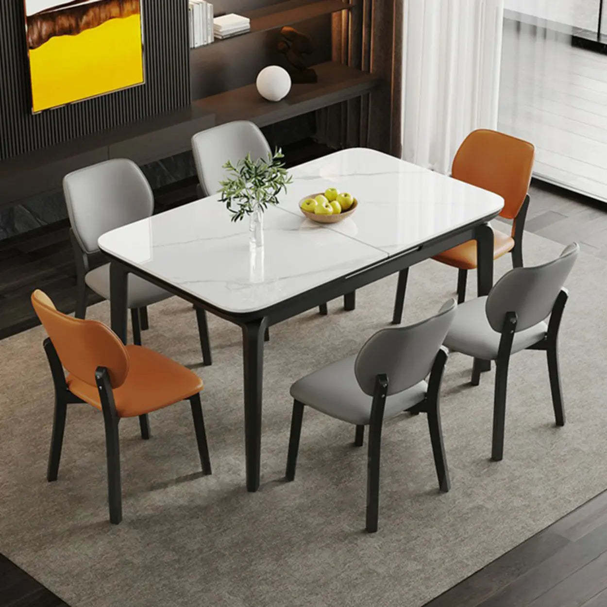 Extendable Stone Rectangular Dining Table — Table Only