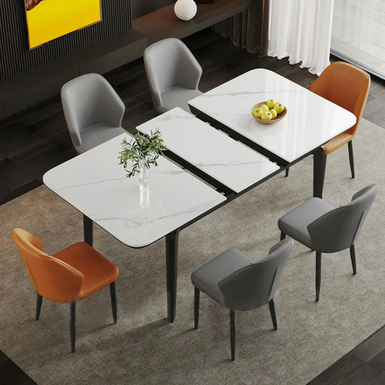 Extendable Stone Rectangular Dining Table — Table Only