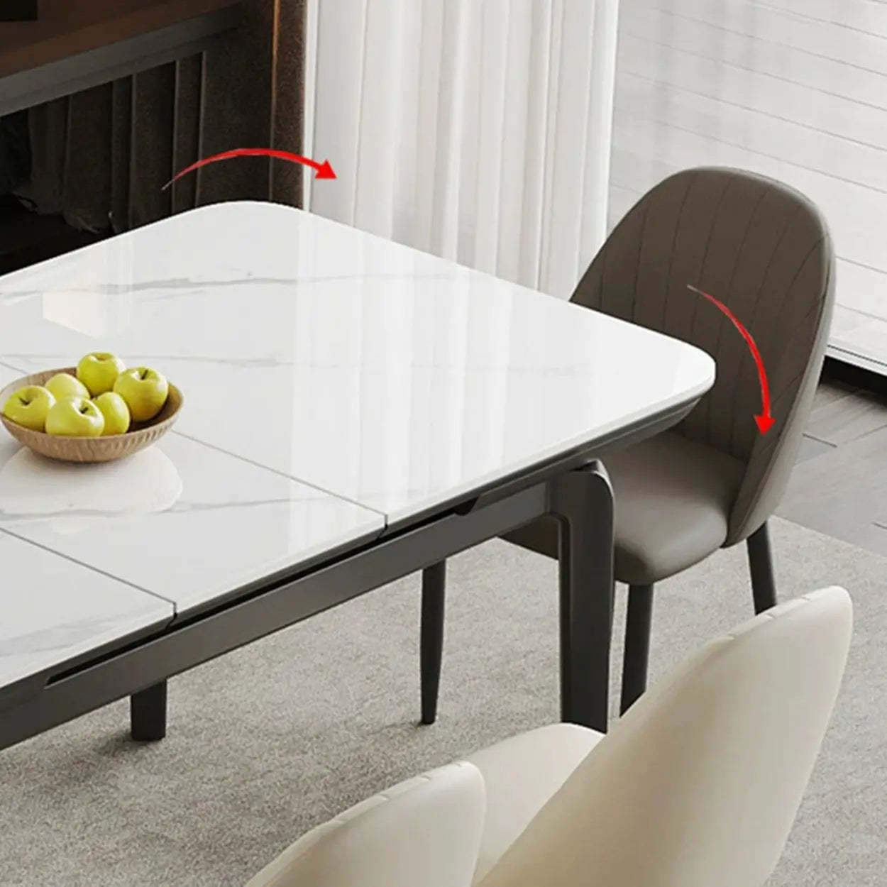 Extendable Stone Rectangular Dining Table — Table Only