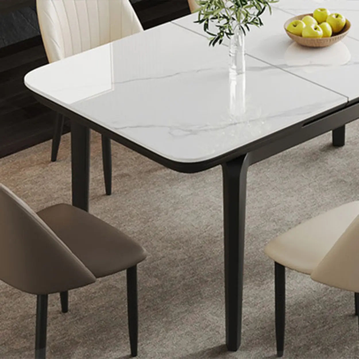Extendable Stone Rectangular Dining Table