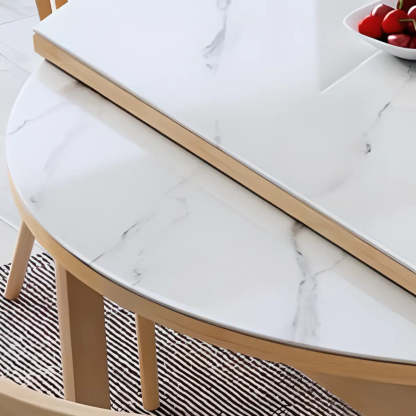 Modern Extendable Round White Sintered Stone Dining Table