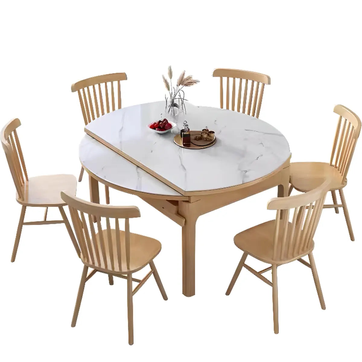 Modern Extendable Round White Sintered Stone Dining Table