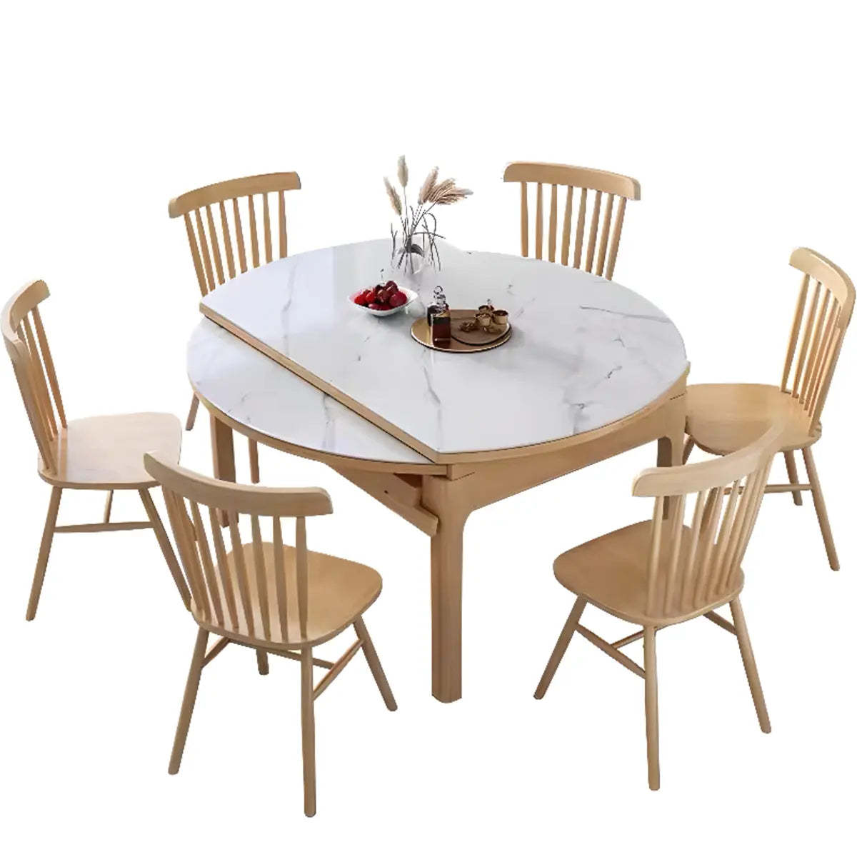 Modern Extendable Round White Sintered Stone Dining Table