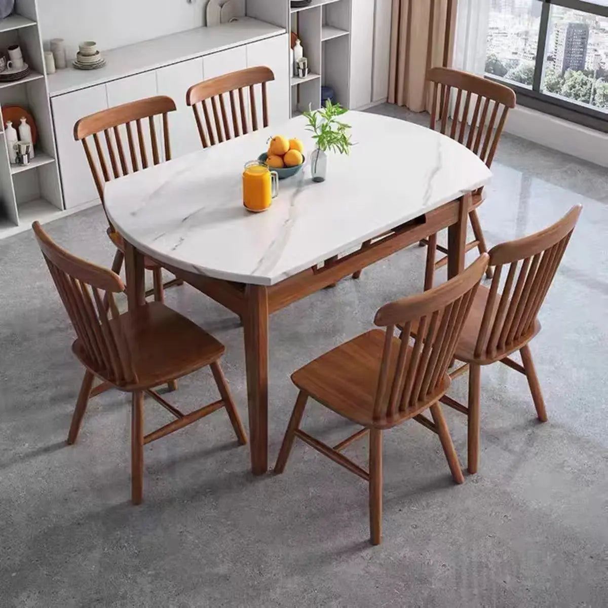 Modern Extendable Round White Sintered Stone Dining Table