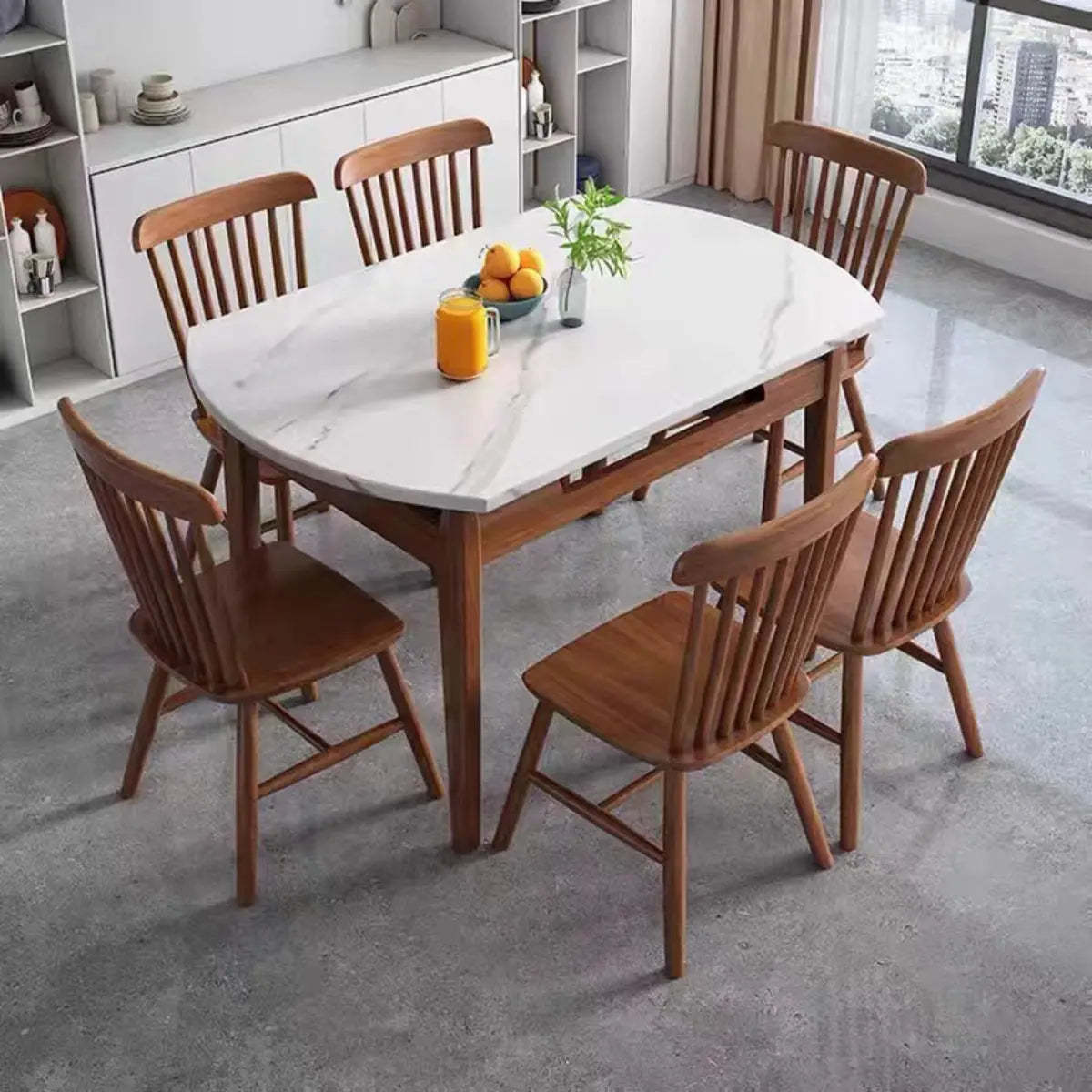 Modern Extendable Round White Sintered Stone Dining Table