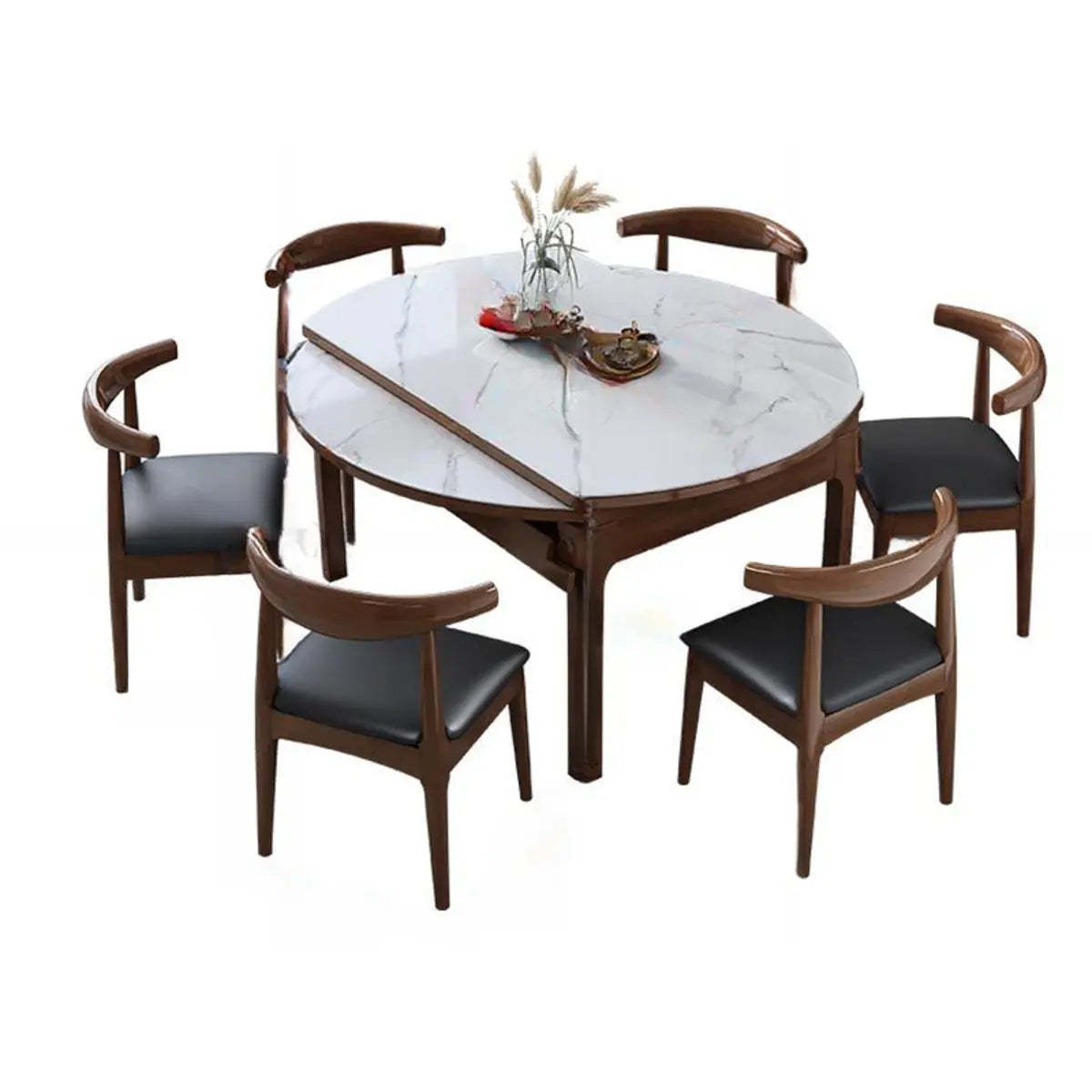Modern Extendable Round White Sintered Stone Dining Table