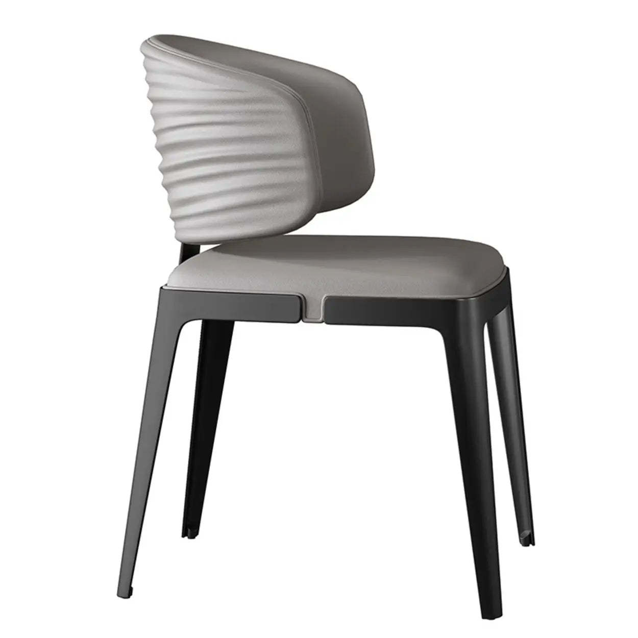 Modern Glam Pleated Faux Leather Dining Chair — Coffee / Black
