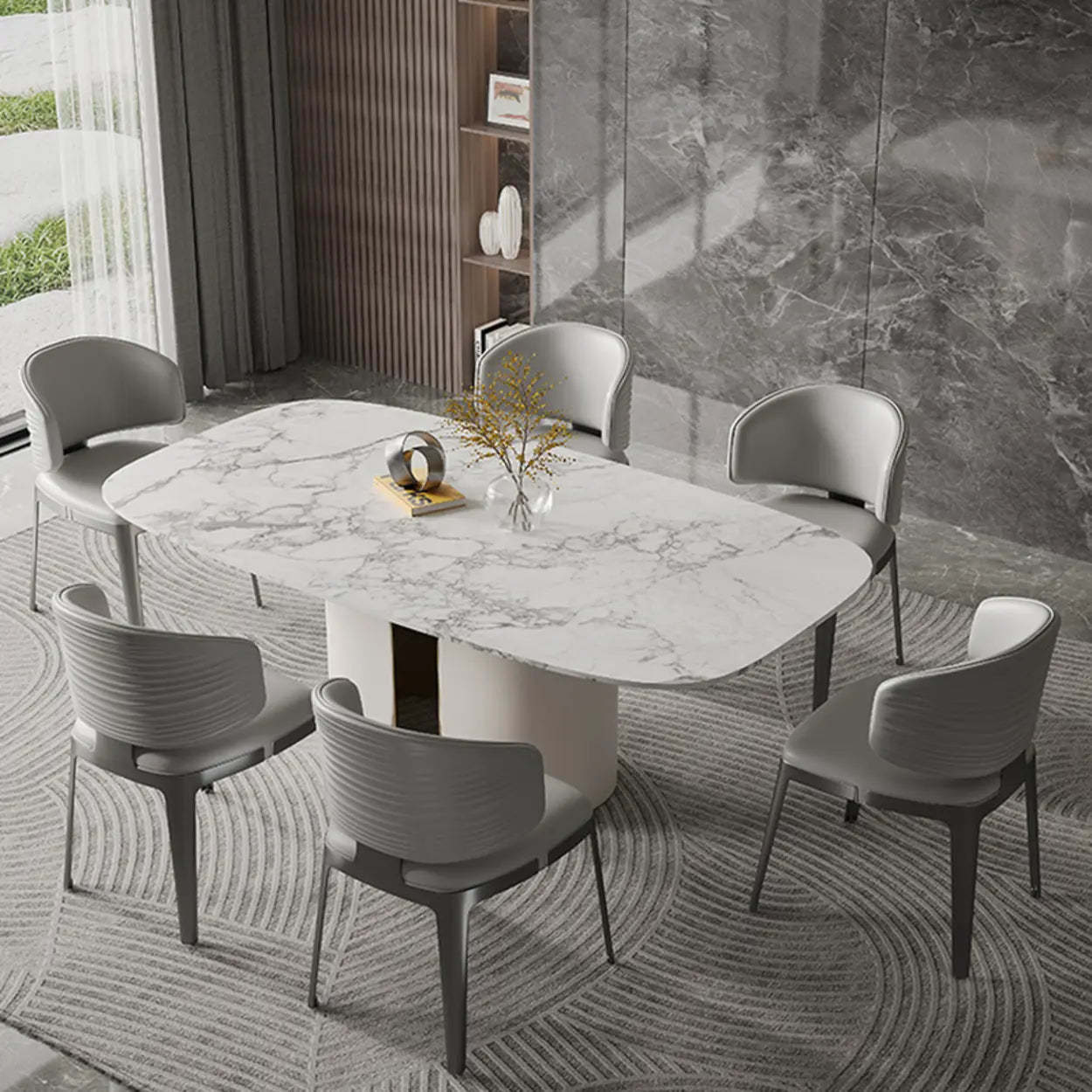 Modern Glam Pleated Faux Leather Dining Chair — off-white / Gold
