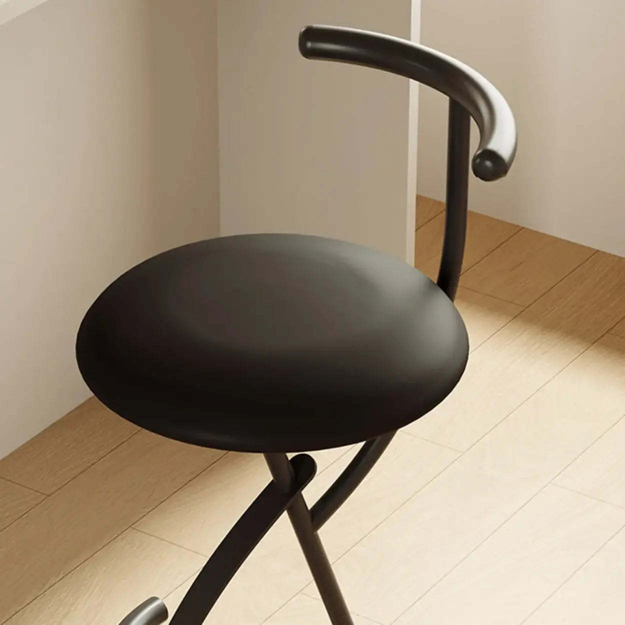 Modern Faux Leather Armless Round Counter Stool