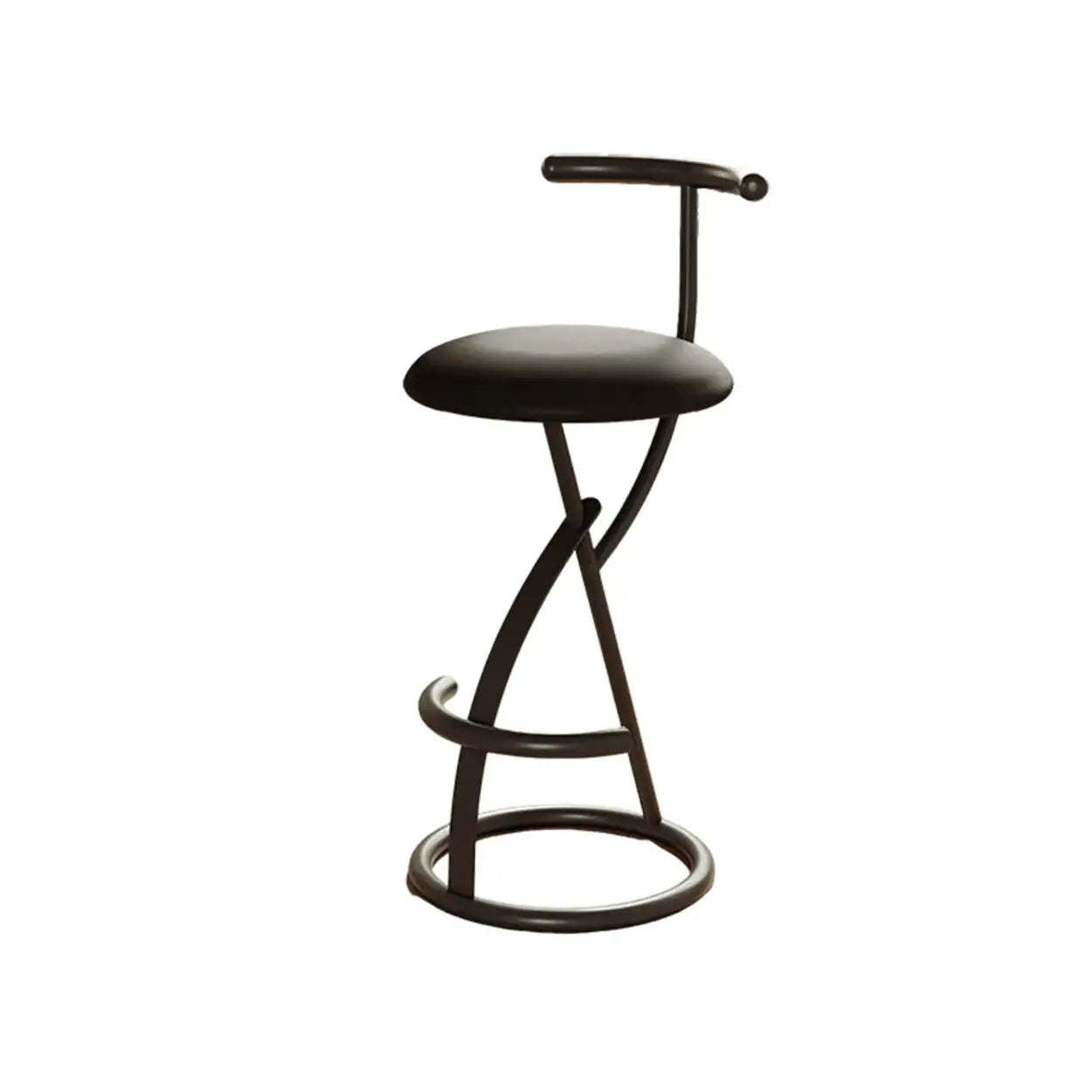 Leather faux armless black leather steel bar & counter stools, Lighom